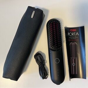 Portable cordless hair styler brush
